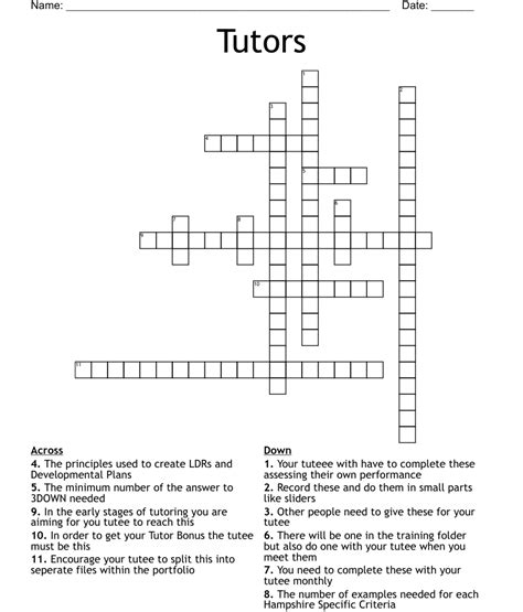 tutors student crossword.